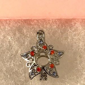 Sterling Silver & Lab Orange Sapphire Cage Pendant